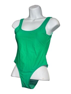 Kendall + Kylie Bright Green Scoop Neck One-Piece Swimsuit NWT Size XS
